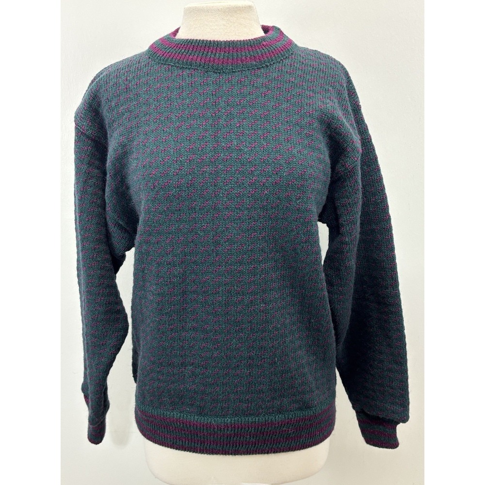 Vintage LL Bean Norwegian Sweater Birds Eye Wool Blend Large Womens 80s Crewneck